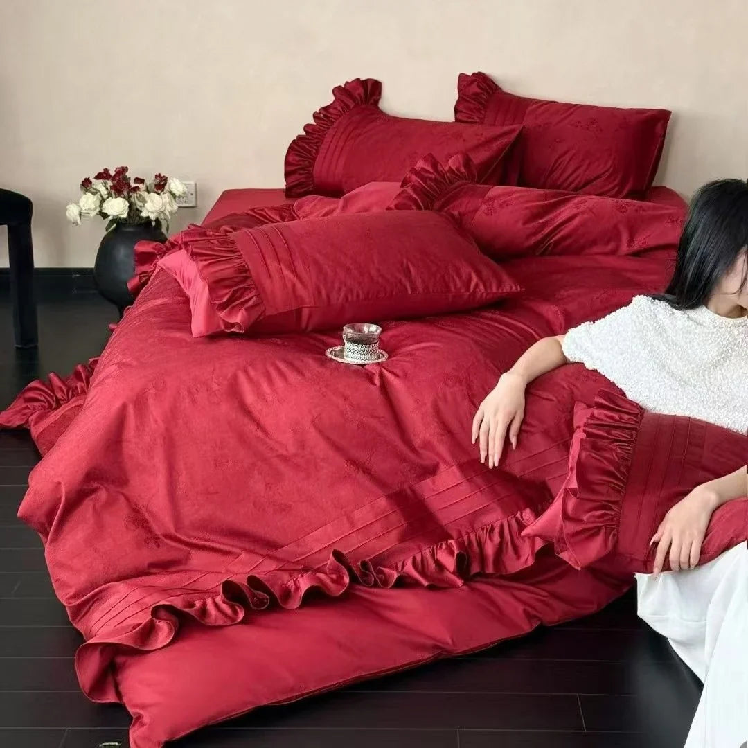 Bedding Set Jacquard Texture Satin-Look 4-Piece
