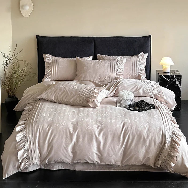 Bedding Set Jacquard Texture Satin-Look 4-Piece