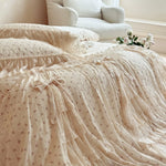 Bedding Set Lace Ruffle Cotton Blend 4-Piece With Bed Skirt
