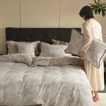 Bedding Set Leaf Relief Jacquard Lightly Quilted Reversible