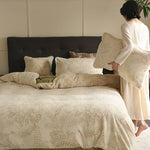 Bedding Set Leaf Relief Jacquard Lightly Quilted Reversible