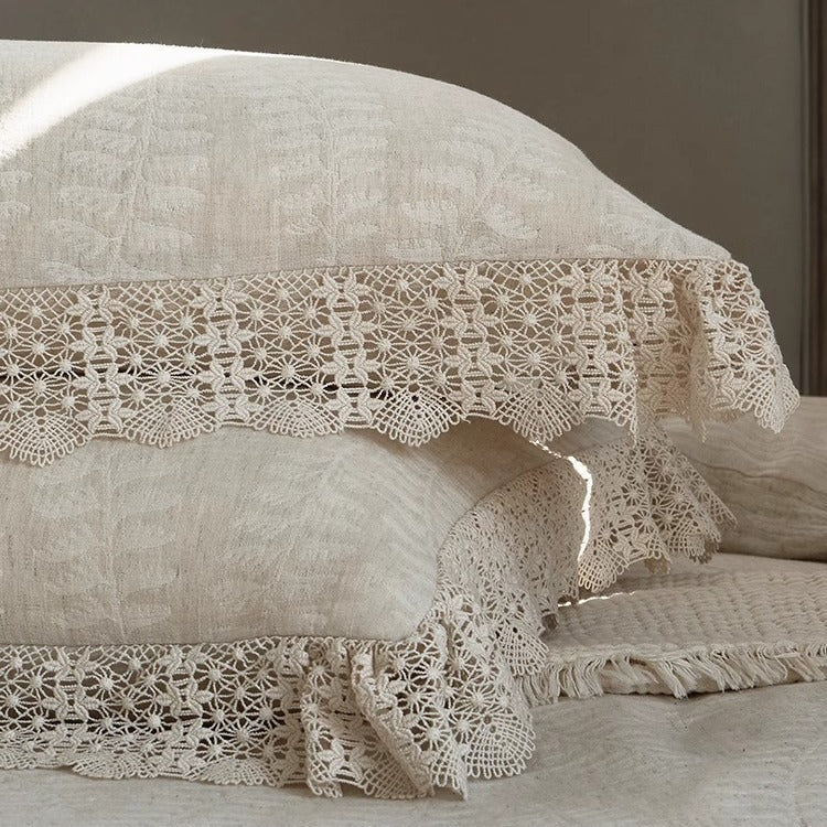 Bedding Set Linen & Cotton Blend Breathable 4-Piece