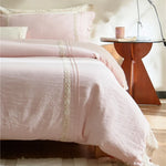 Bedding Set Linen-Cotton Blend Breathable Integrated Bed Skirt