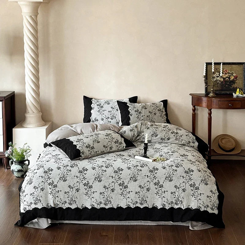 Bedding Set Linen-Cotton Breathable & Machine Washable 4-Piece