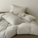 Bedding Set Linen-Cotton Striped 4-Piece