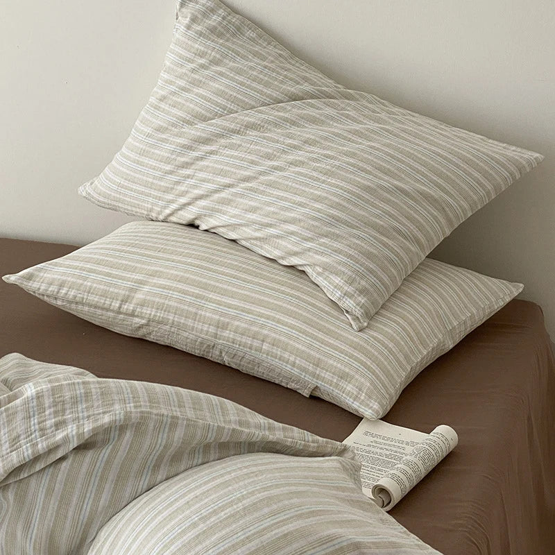 Bedding Set Linen-Cotton Striped 4-Piece