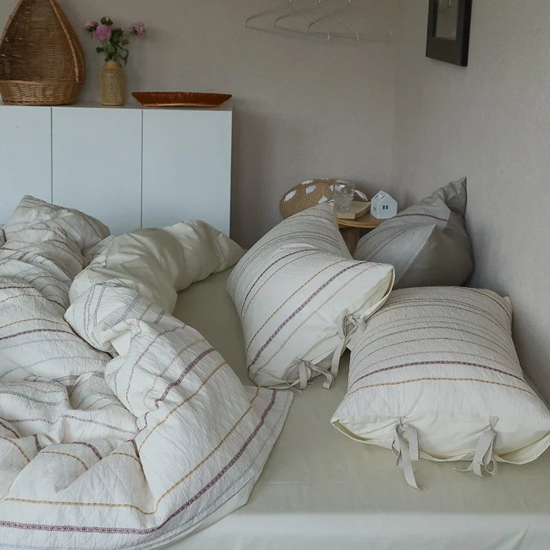 Bedding Set Linen-Cotton Temperature-Regulating Reversible 4-Piece