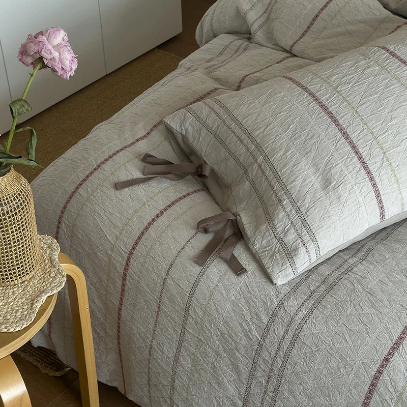 Bedding Set Linen-Cotton Temperature-Regulating Reversible 4-Piece