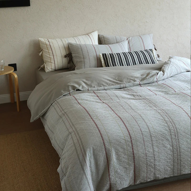 Bedding Set Linen-Cotton Temperature-Regulating Reversible 4-Piece