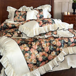 Bedding Set Long-Staple Cotton Satin Ruffles & Black Piping