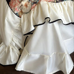 Bedding Set Long-Staple Cotton Satin Ruffles & Black Piping