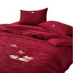 Bedding Set Mako Cotton Satin Reversible Floral Jacquard Set of 4