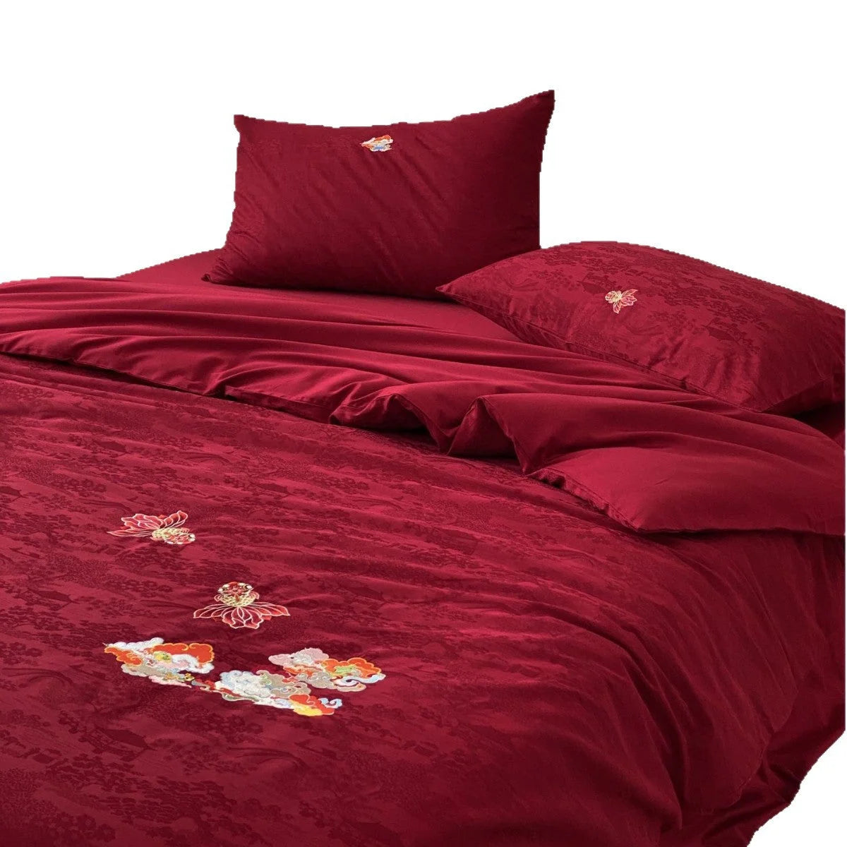 Bedding Set Mako Cotton Satin Reversible Floral Jacquard Set of 4