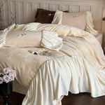 Bedding Set Microfiber Velvet Butterfly Embroidery 4-Piece