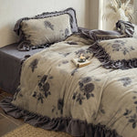 Bedding Set Microfleece Floral Velour 4-Piece Set