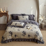 Bedding Set Microfleece Floral Velour 4-Piece Set