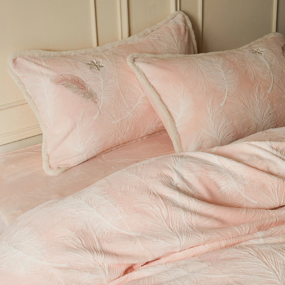 Bedding Set Milk Fiber Floral Embroidery Breathable Warmth