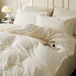 Bedding Set Milk Fiber Floral Embroidery Breathable Warmth