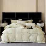 Bedding Set Plush Microfiber Embroidered Button Detail