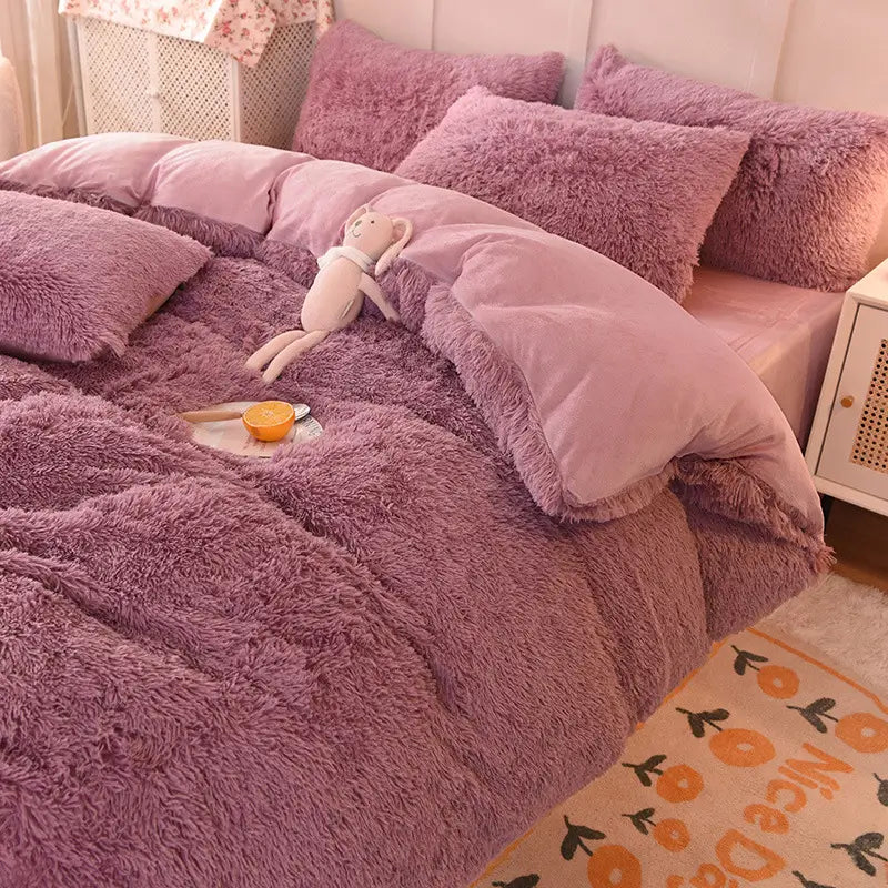 Bedding Set Plush Sherpa Fleece Machine-Washable
