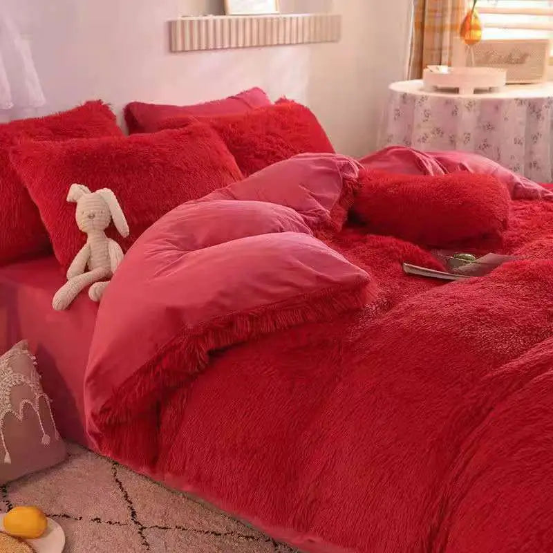Bedding Set Plush Sherpa Fleece Machine-Washable