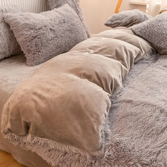 Bedding Set Plush Sherpa Fleece Machine-Washable