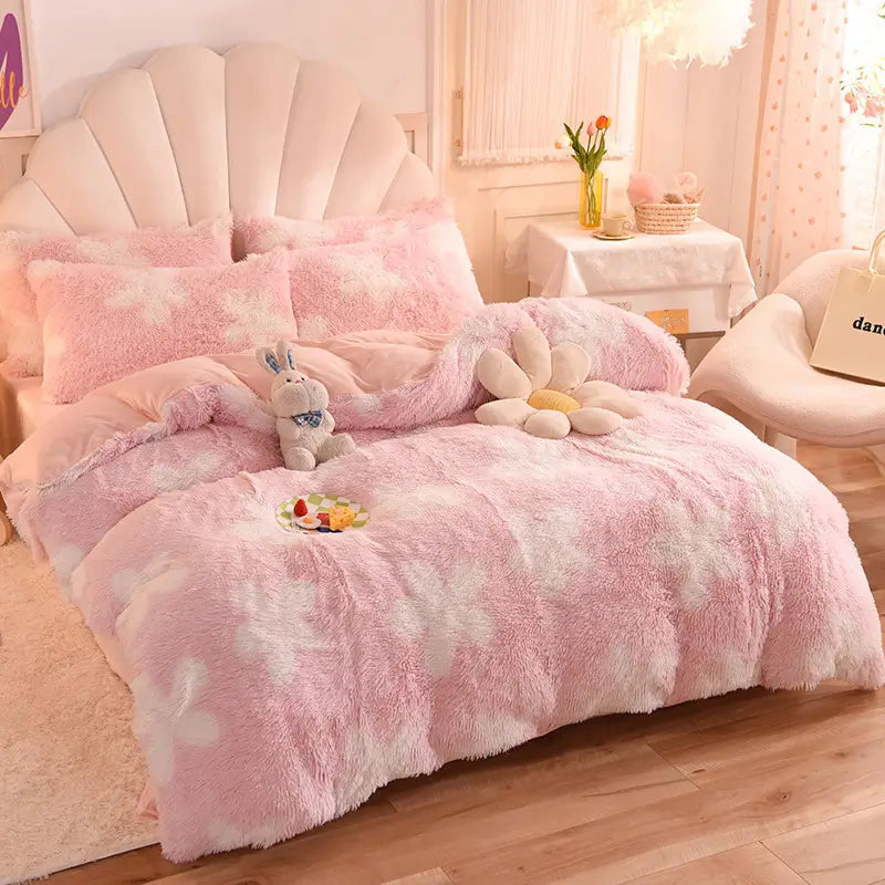 Bedding Set Plush Sherpa Fleece Machine-Washable