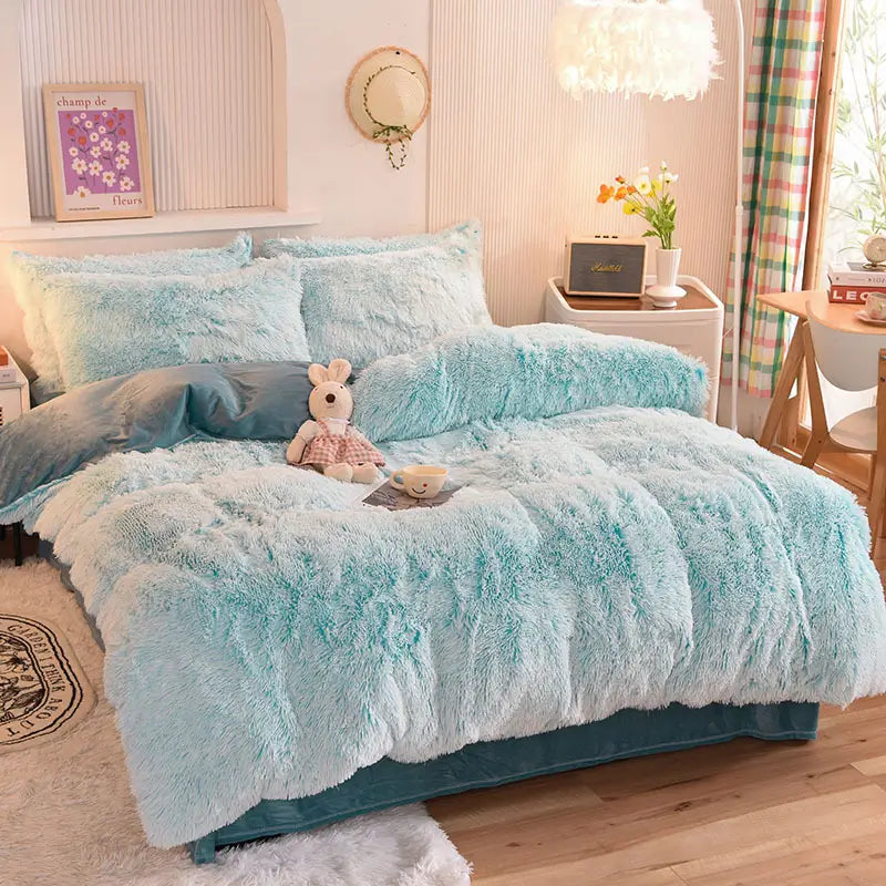 Bedding Set Plush Sherpa Fleece Machine-Washable