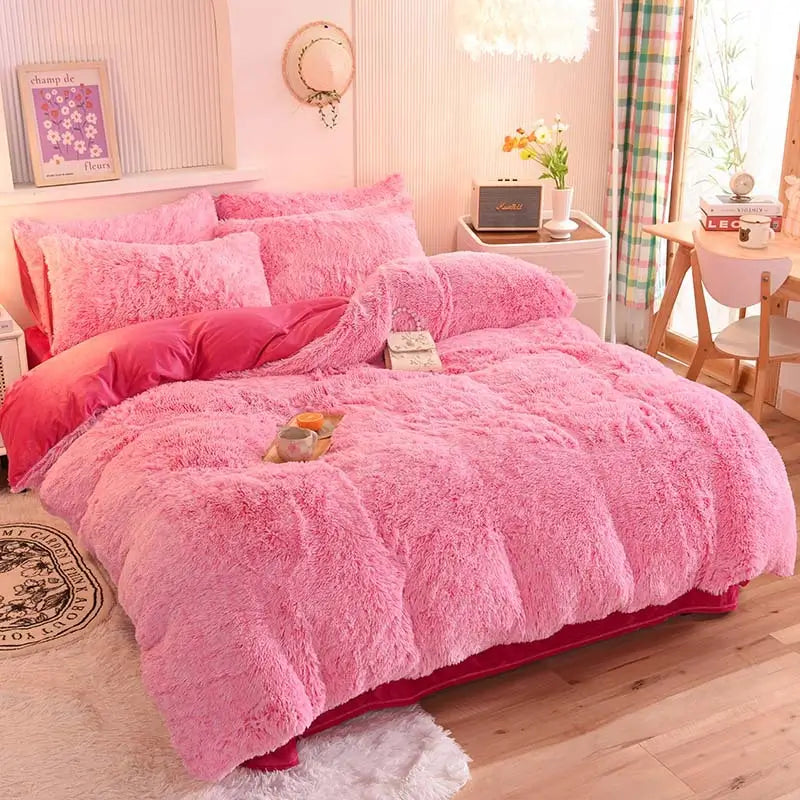Bedding Set Plush Sherpa Fleece Machine-Washable