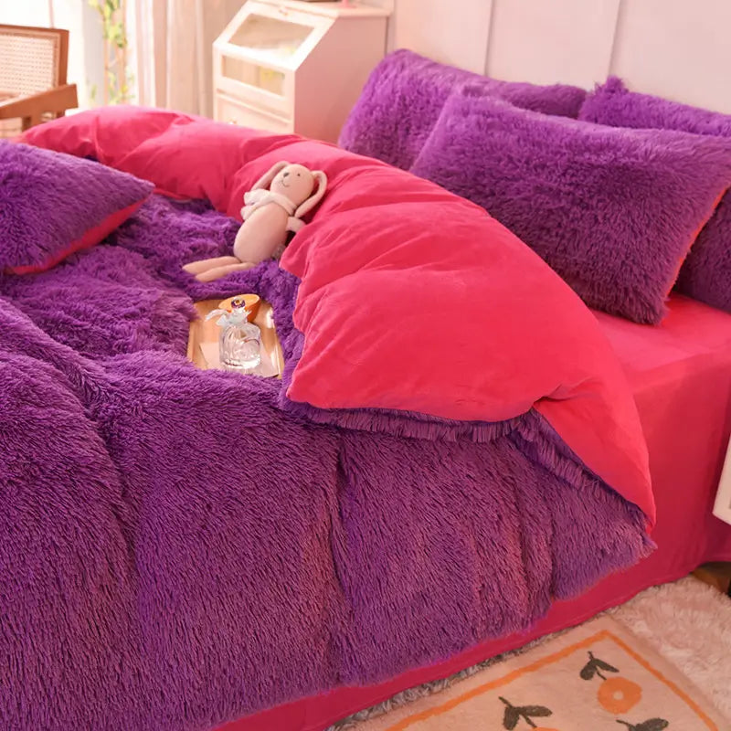 Bedding Set Plush Sherpa Fleece Machine-Washable