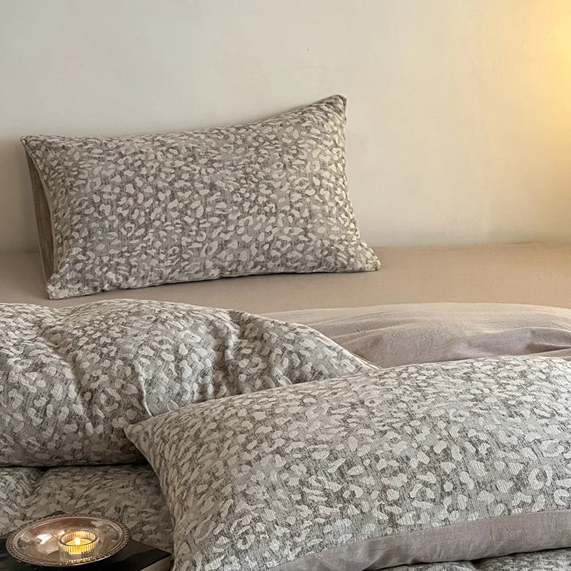 Bedding Set Pre-Washed Cotton-Linen Subtle Leopard Print