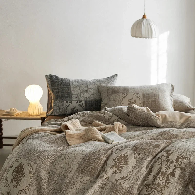 Bedding Set Pure Cotton Textured Botanical Print