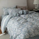 Bedding Set Quilted Floral Cotton Blend 4-Piece