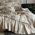Bedding Set Quilted Patchwork Bedspread & Gathered Bedskirt
