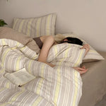 Bedding Set Reversible Cotton-Linen With Fitted Sheet