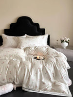 Bedding Set Rose Embroidery & Double Ruffle 4-Piece
