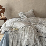 Bedding Set Ruffled Hem & Floral Breathable Cotton Blend