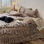 Bedding Set Ruffled Linen-Look Cotton Reversible