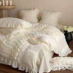 Bedding Set Ruffled Rose Appliqués 4-Piece