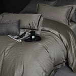Bedding Set Satin Cotton Breathable Fine Piping 4-Piece Set