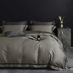 Bedding Set Satin Cotton Breathable Fine Piping 4-Piece Set