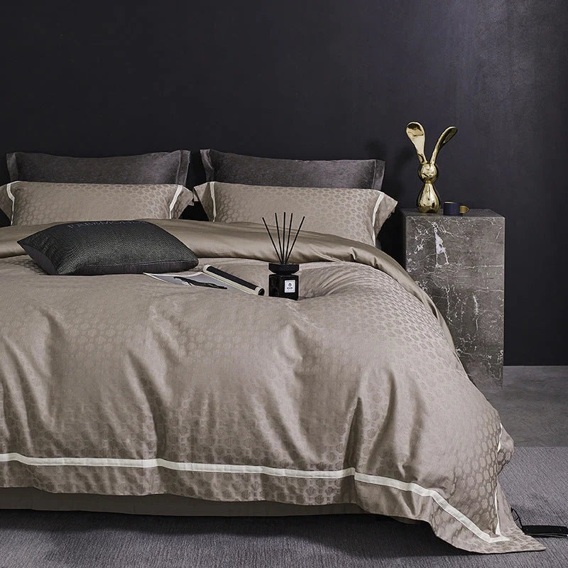 Bedding Set Satin Cotton Breathable Fine Piping 4-Piece Set