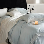 Bedding Set Satin Crochet Lace Trim 4-Piece Set