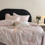 Bedding Set Satin Floral Embroidery 4-Piece