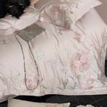 Bedding Set Satin Floral Embroidery 4-Piece