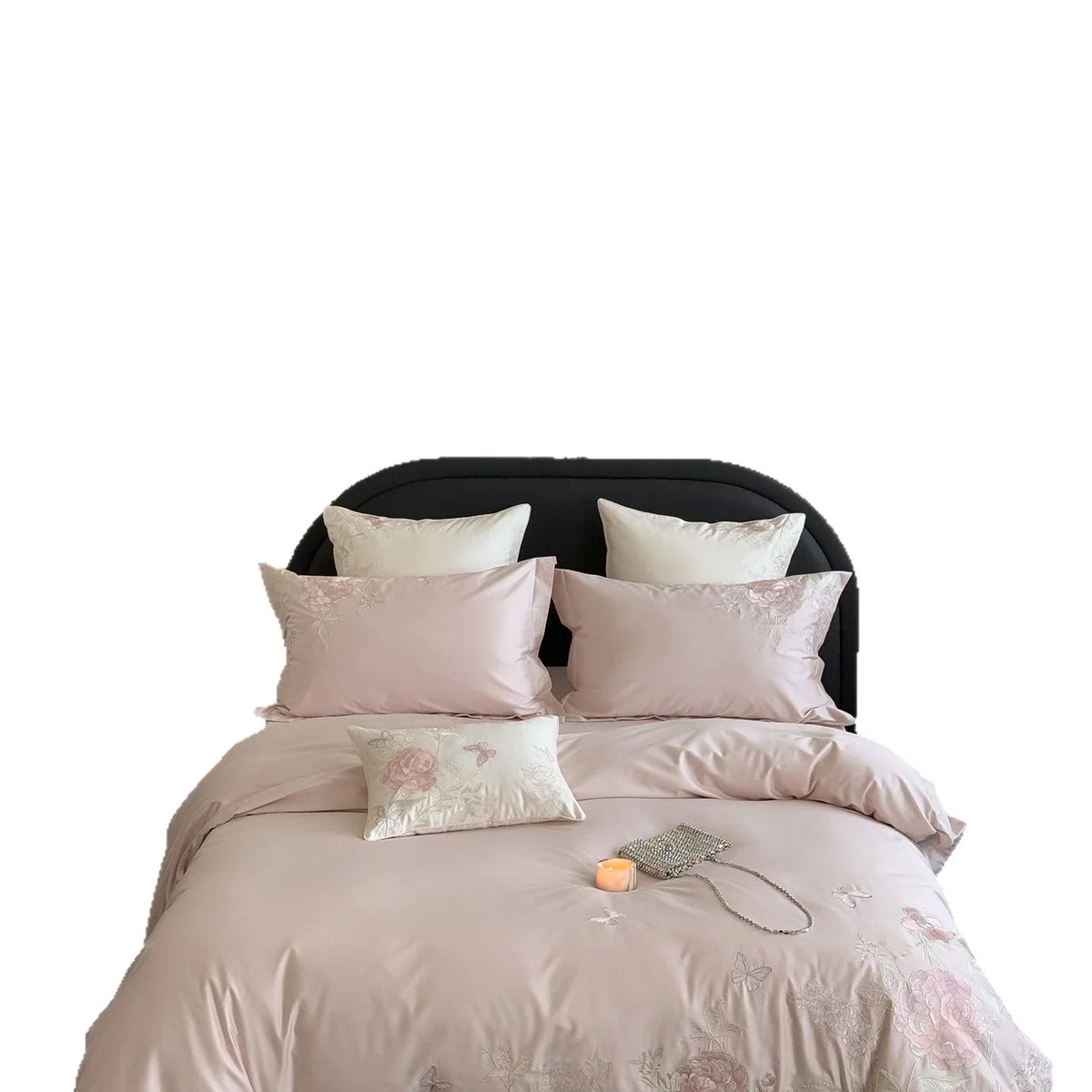 Bedding Set Satin Floral Embroidery 4-Piece