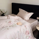 Bedding Set Satin Floral Embroidery 4-Piece Set
