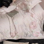 Bedding Set Satin Floral Embroidery 4-Piece Set