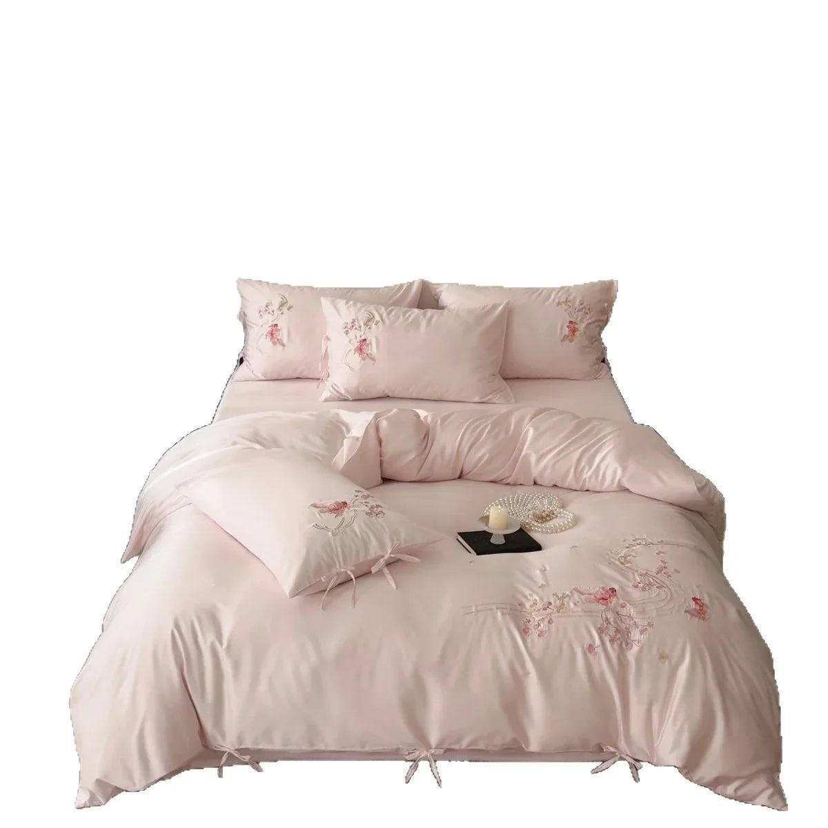 Bedding Set Satin Floral Embroidery Easy Care