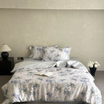 Bedding Set Satin Floral Print Silky Smooth 4-Piece